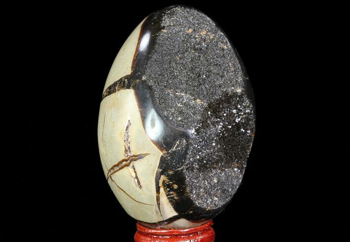 Septarian Dragon Egg Geode - Black Crystals #71896